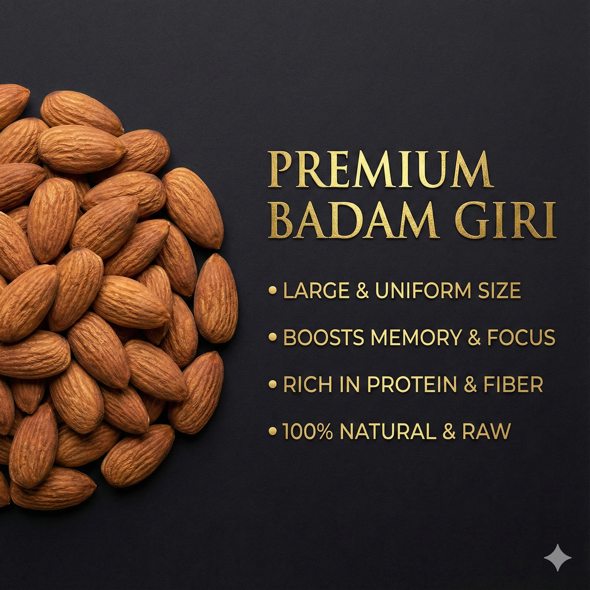 Premium Raw Almond Kernels (Badam Giri, 1kg) – Jumbo Size