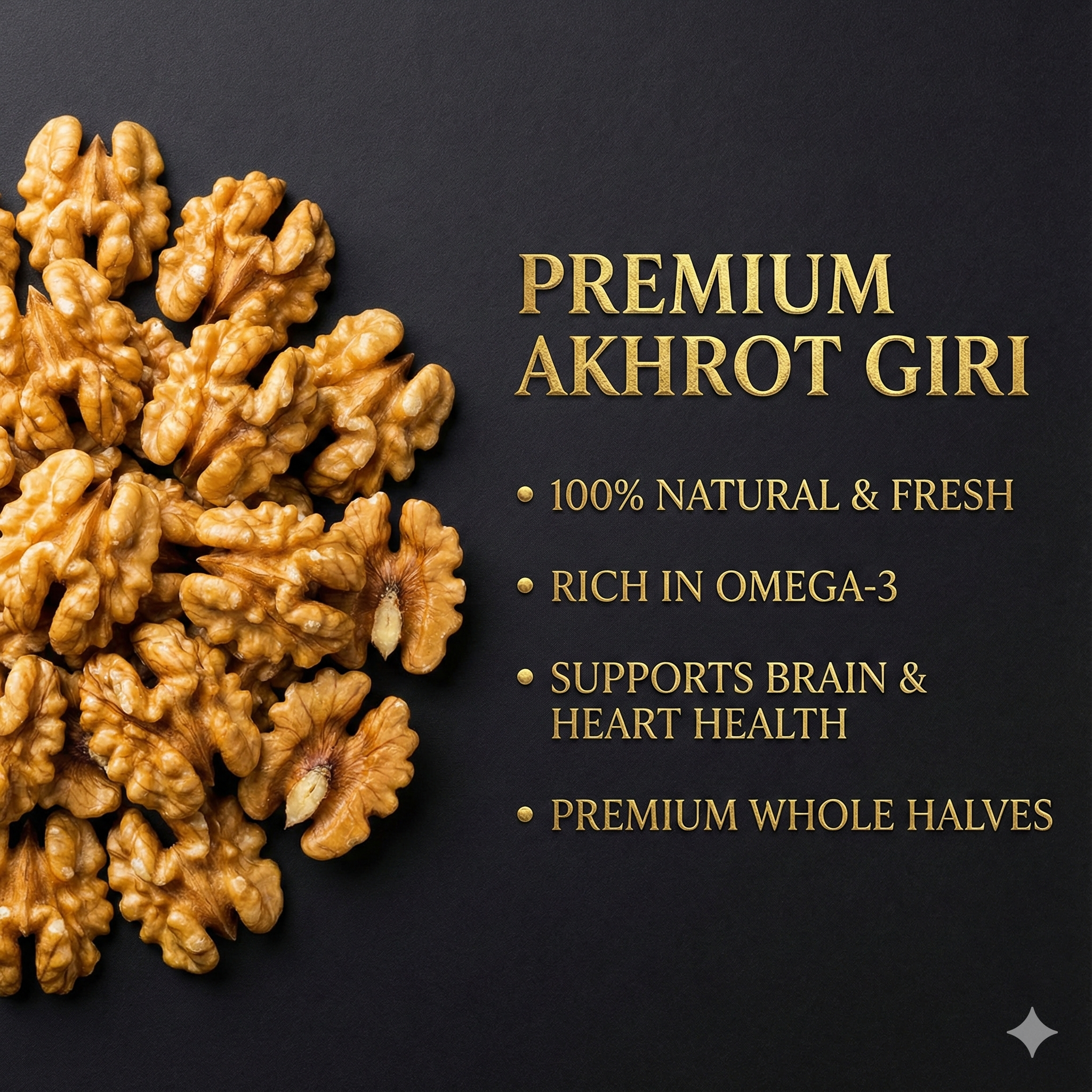 Premium Walnut Kernels (Akhrot Giri, 1kg) – Golden Butterfly Halves
